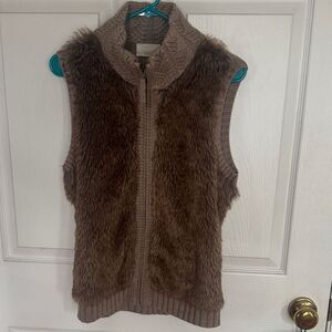 Kenar Taupe faux fur Knit Sweater